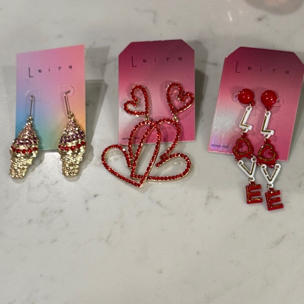 Leith Red and Gold Earring Trio